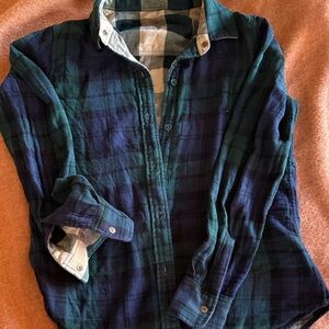 Faherty reversible flannel Button-Up Shirt in Blue and Green and beige green